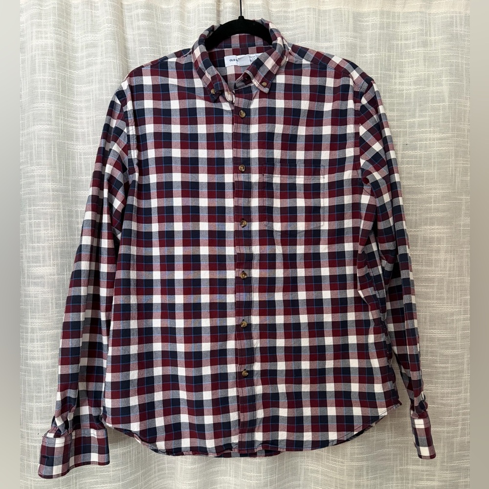 Old Navy Men's Plaid Shirt - Red, Blue, White